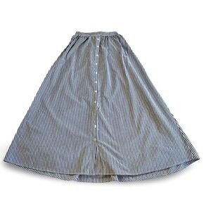 Cutest Maxi Skirt Button Down Shirt Style Striped Seersucker Cotton Blue White